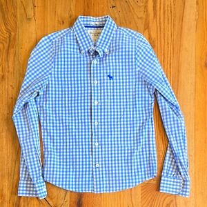 Abercrombie & Fitch Men's Muscle Button Down Shirt Size Small Light Blue/White